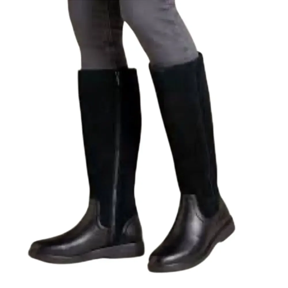 Clarks Unstructured Un Elda Hi Black Leather Knee High Riding Boots NIB 6
